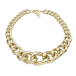 Aluminum Chain Necklace Gold Plated, approx 12-30mm, 45cm length