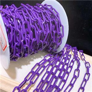 copper paperclip chain with purple fireLacquered, approx 7-15mm