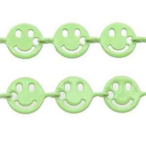 Copper Emoji smileface Chain with fire olive lacquered, approx 6mm