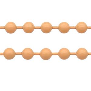 stainless Iron Ball Chain with fire peach lacquer, approx 3.2mm