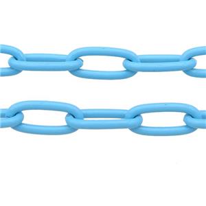 Alloy Paperclip Chain with fire blue lacquered, approx 8-17mm