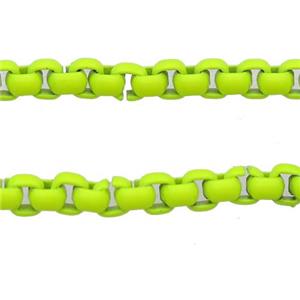stainless Iron Box Chain with fire olive lacquered, approx 4mm