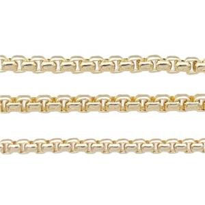 Copper Box Chain, gold plated, approx 2.5mm