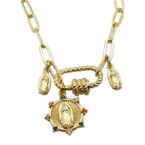 copper necklace, gold plated, approx 4x11mm, 44cm length