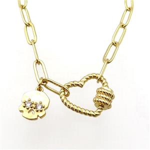 copper necklace, gold plated, approx 4x11mm, 44cm length