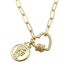 copper necklace, gold plated, approx 4x11mm, 44cm length