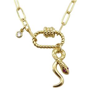 copper necklace, gold plated, approx 4x11mm, 44cm length