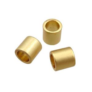 copper tube beads with large hole, unfaded, duck-gold, approx 6x6mm, 4mm hole