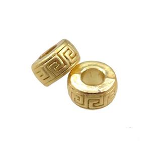 copper rondelle beads with large hole, unfaded, duck-gold, approx 6.5mm, 3mm hole