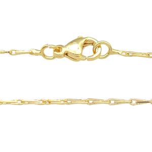 copper necklace chain, unfaded, gold plated, approx 1mm, 40cm length