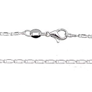 Copper Necklace Chain Unfaded Platinum Plated, approx 1.6x5.5mm, 42cm length