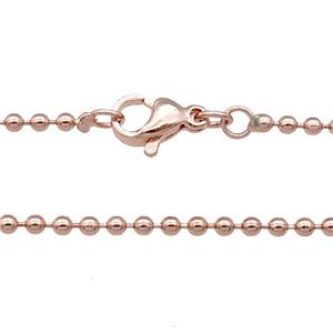 Copper Necklace Ball Chain Unfaded Rose Gold, approx 1.8mm, 42cm length