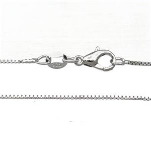 Copper Necklace Box Chain Unfaded Platinum Plated, approx 0.8mm, 42cm length