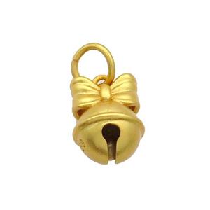 Copper Bell Pendant Bowknot 18K Gold Plated, approx 10-13mm