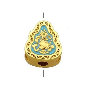 Copper Teardrop Beads Teal Cloisonne 18K Gold Plated, approx 9.5-12mm