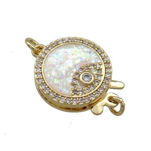 Copper Slide Clasp Pave Fire Opal Zircon Eye 18K Gold, approx 14mm
