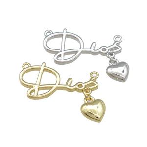 Copper Heart Pendant Love 2loops Mixed, approx 7mm, 13-25mm