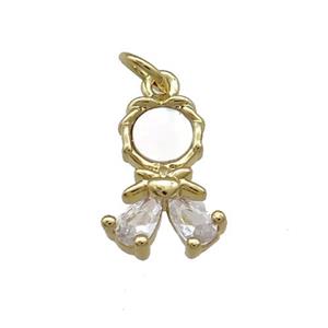 Copper Kids Pendant Pave Shell Zircon 18K Gold Plated, approx 10-15mm
