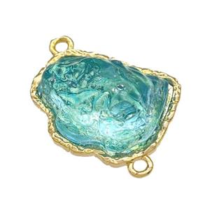 Copper Connector Pave Acrylic Teal Mountain Gold Plated, approx 16-20mm