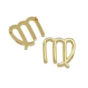 Copper Pendant Zodiac Signs Virgo Gold Plated, approx 14-16mm