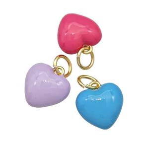 Copper Heart Pendant Enamel Gold Plated Mixed Color, approx 12-13.5mm