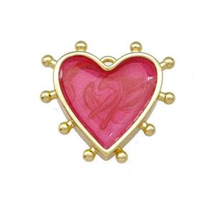 Copper Heart Pendant Red Painted Gold Plated, approx 15mm