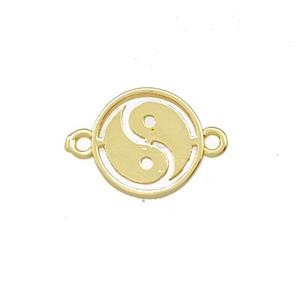 Taichi Charms Copper Yinyang Connector Gold Plated, approx 12mm