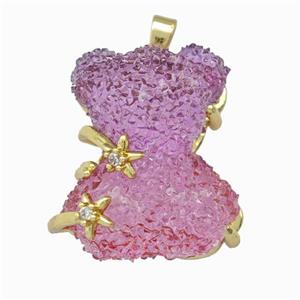 Multicolor Resin Bear Pendant Gold Plated, approx 20-22mm