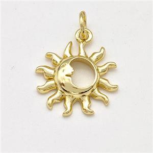 Copper Sun Moon Charms Pendant Gold Plated, approx 15mm