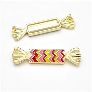 Candy Charms Copper Pendant Multicolor Enamel 2loops Gold Plated, approx 10-36mm