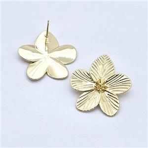 Copper Flower Stud Earrings Gold Plated, approx 30mm