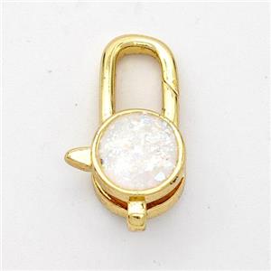 Copper Lobster Clasp Pave Fire Opal Circle 18K Gold Plated, approx 8mm, 8-18mm