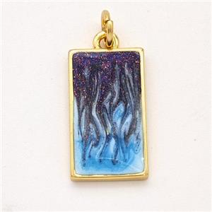 Copper Rectangle Pendant Painted 18K Gold Plated, approx 10-17mm