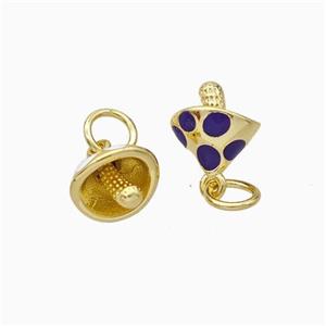 Copper Mushroom Pendant Blue Enamel Gold Plated, approx 8-10mm