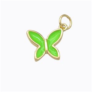 Copper Butterfly Pendant Green Enamel Gold Plated, approx 10-11mm