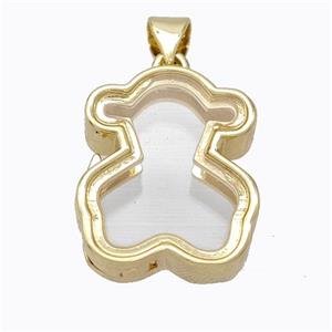 Copper Bear Locket Pendant Gold Plated, approx 16-20mm