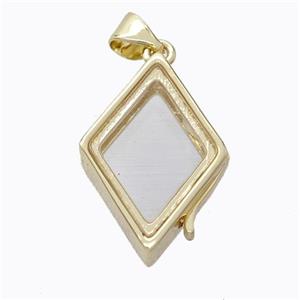 Copper Rhombus Locket Pendant Gold Plated, approx 15-21mm
