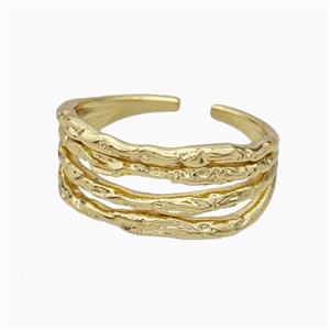 Copper Ring Hammered Gold Plated, approx 10mm, 18mm dia
