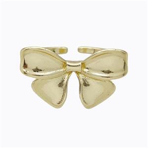 Copper Ring Bow Gold Plated, approx 15-25mm, 18mm dia