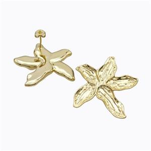 Copper Starfish Stud Earrings Gold Plated, approx 30mm