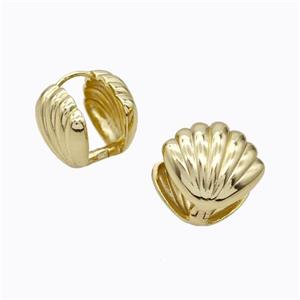 Copper Latchback Earrings Scallop Gold Plated, approx 17-18mm