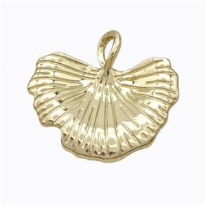 Copper Ginkgo Leaf Pendant Gold Plated, approx 28-30mm