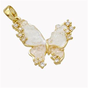Copper Butterfly Pendant Pave Acrylic Zirconia Gold Plated, approx 15-20mm