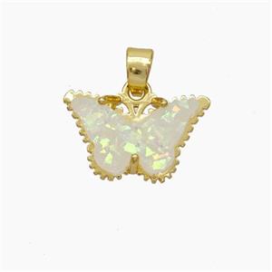 Copper Butterfly Pendant Pave Fire Opal Gold Plated, approx 10-15mm