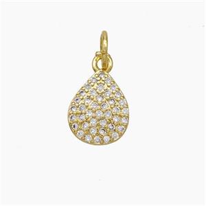 Copper Teardrop Pendant Pave Zirconia Gold Plated, approx 8-10mm