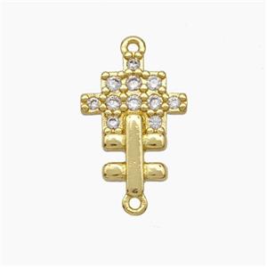 Puzzle Charms Copper Connector Pave Zirconia Gold Plated, approx 11-15mm