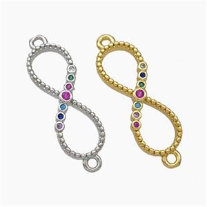 Copper Infinity Connector Micropave Zirconia Mixed, approx 8-20mm