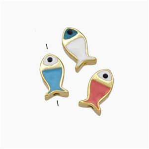 Copper Fish Beads Enamel Gold Plated Mixed, approx 4-7mm