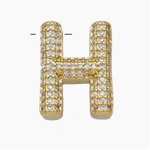 Copper Letter-H Pendant Pave Zirconia Gold Plated, approx 15-20mm