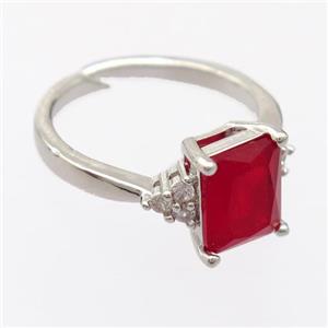 copper Rings pave zircon, resizable, platinum plated, approx 7-9mm, 17mm dia